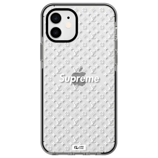 Supreme Center Apple iPhone 12 impact black border Case
