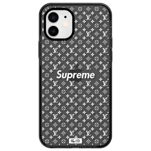 Supreme Center Apple iPhone 12 impact Smoke Black Case