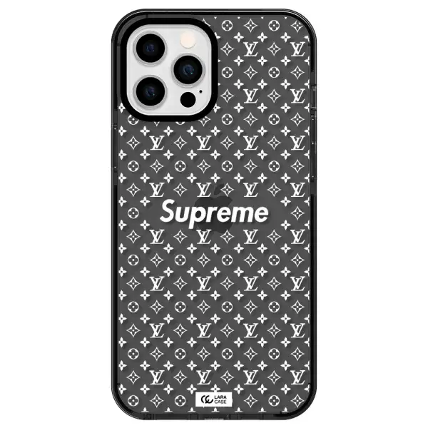 Supreme Center Apple iPhone 12 pro max impact Smoke Black Case