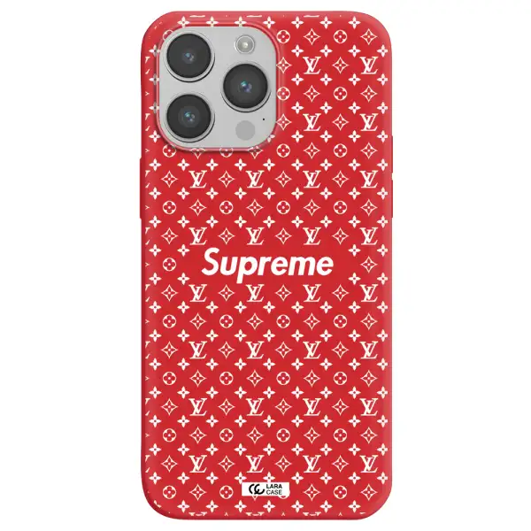 Supreme Center Apple iPhone 14 pro max Silicone Imperial Red Case