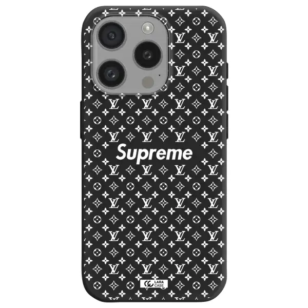 Supreme Center Apple Iphone 15 Pro Silicone Black Case