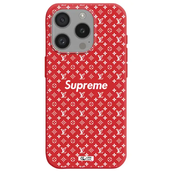 Supreme Center Apple Iphone 15 Pro Silicone Imperial Red Case