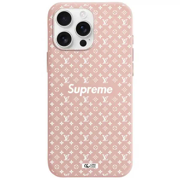 Supreme Center Apple Iphone 16 Pro Max Silicone Pastel Pink Case