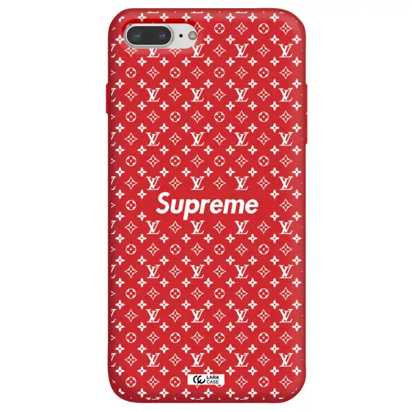 Supreme Center Apple iPhone 8 plus Silicone Imperial Red Case