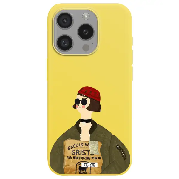 Mathilda Apple Iphone 15 Pro Silicone Canary Yellow Case