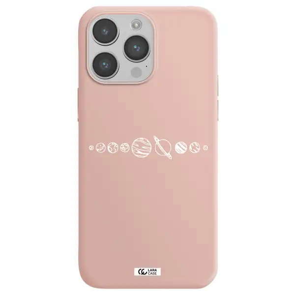 Solar System Apple iPhone 14 pro max Silicone pastel pink Case