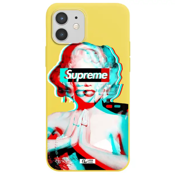 Marilyn Monroe Supreme Apple iPhone 12 Silicone canary yellow Case