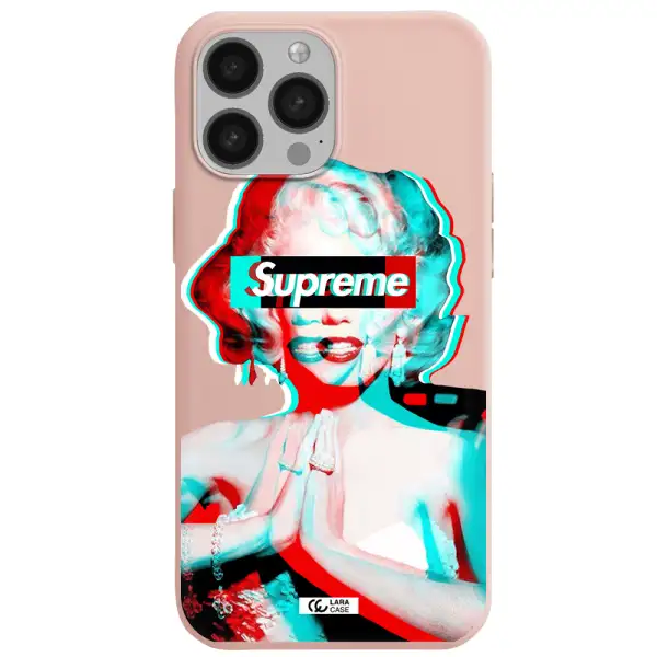 Marilyn Monroe Supreme Apple iPhone 13 Pro Silicone pastel pink Case