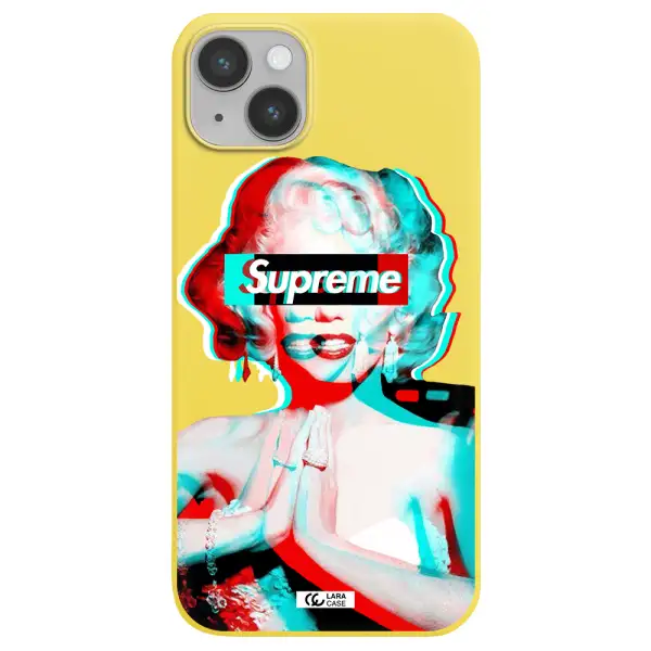 Marilyn Monroe Supreme Apple iPhone 14 plus Silicone canary yellow Case