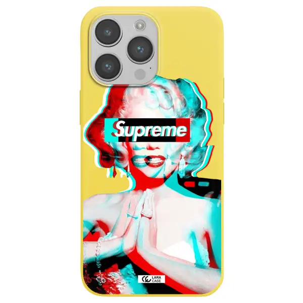 Marilyn Monroe Supreme Apple iPhone 14 pro Silicone canary yellow Case