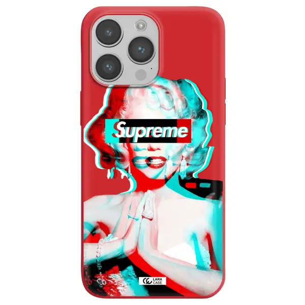 Marilyn Monroe Supreme Apple iPhone 14 pro Silicone Imperial Red Case