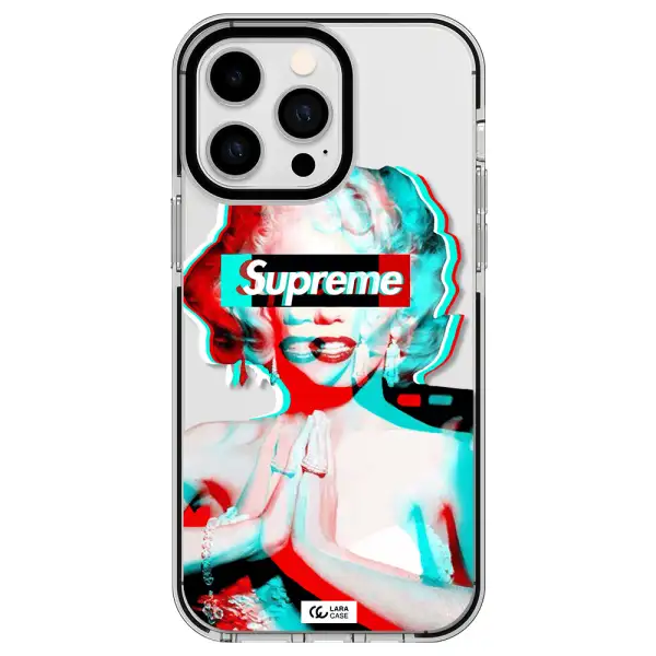 Marilyn Monroe Supreme Apple iPhone 15 Pro Max impact black border Case
