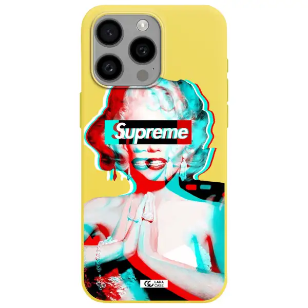 Marilyn Monroe Supreme Apple Iphone 15 Pro max Silicone canary yellow Case