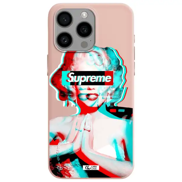 Marilyn Monroe Supreme Apple Iphone 15 Pro max Silicone pastel pink Case