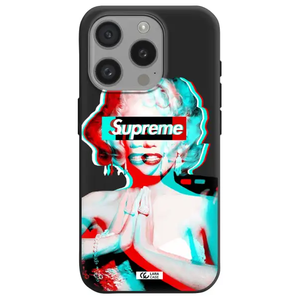 Marilyn Monroe Supreme Apple Iphone 15 Pro Silicone Black Case