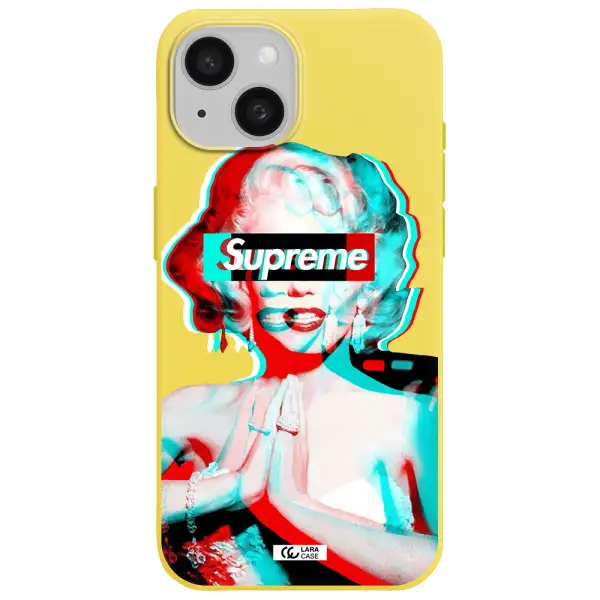 Marilyn Monroe Supreme Apple iPhone 15 Silicone canary yellow Case