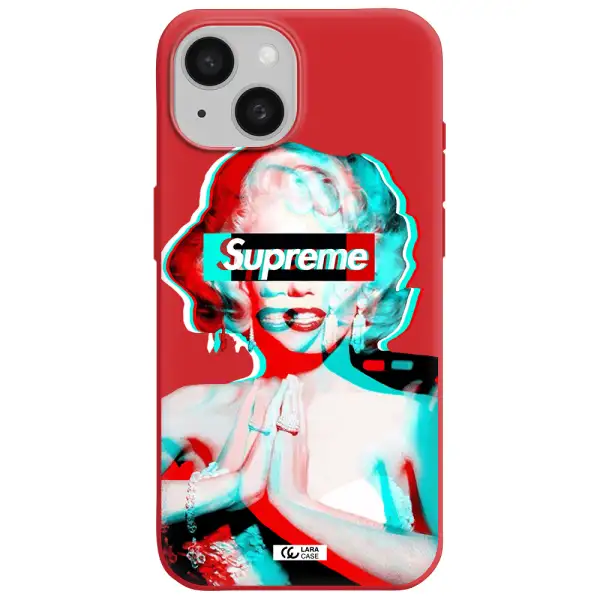Marilyn Monroe Supreme Apple Iphone 15 Silicone Imperial Red Case