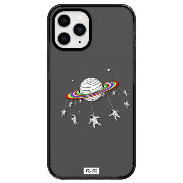 Pluto Rainbow Apple iPhone 11 pro max impact Smoke Black Case