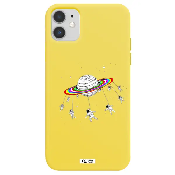 Pluto Rainbow Apple iPhone 11 Silicone canary yellow Case