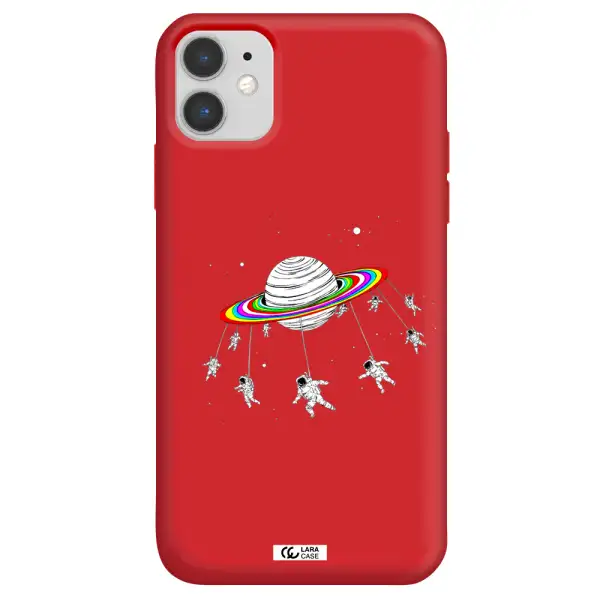 Pluto Rainbow Apple iPhone 11 Silicone Imperial Red Case