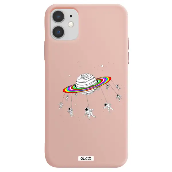 Pluto Rainbow Apple iPhone 11 Silicone pastel pink Case