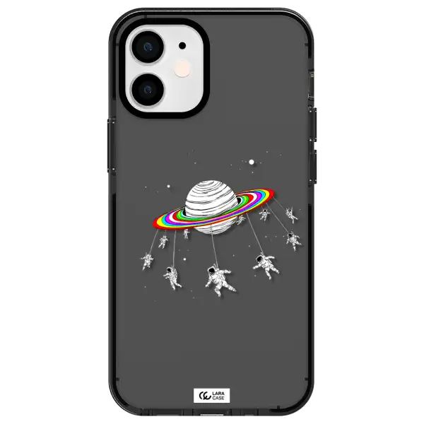 Pluto Rainbow Apple iPhone 12 mini impact Smoke Black Case