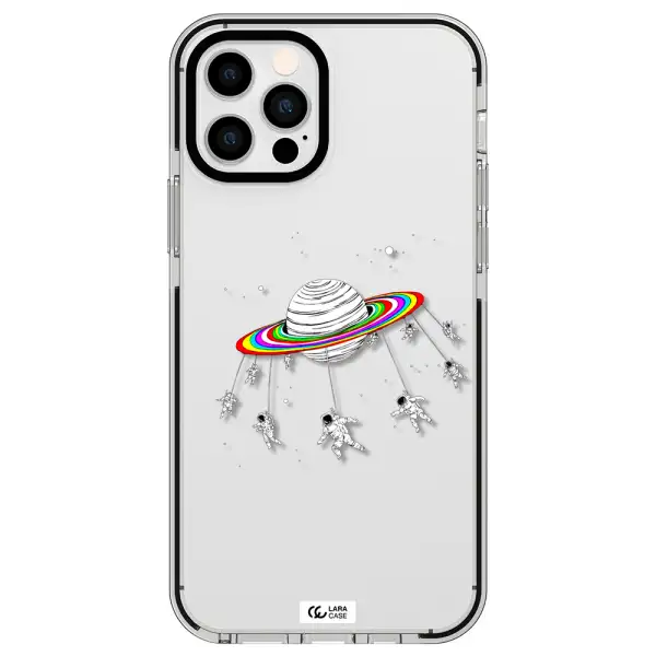 Pluto Rainbow Apple iPhone 12 pro impact black border Case