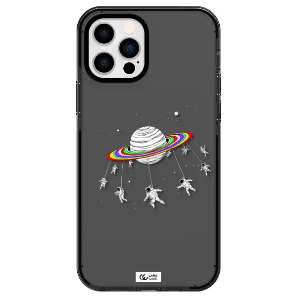 Pluto Rainbow Apple iPhone 12 pro impact Smoke Black Case