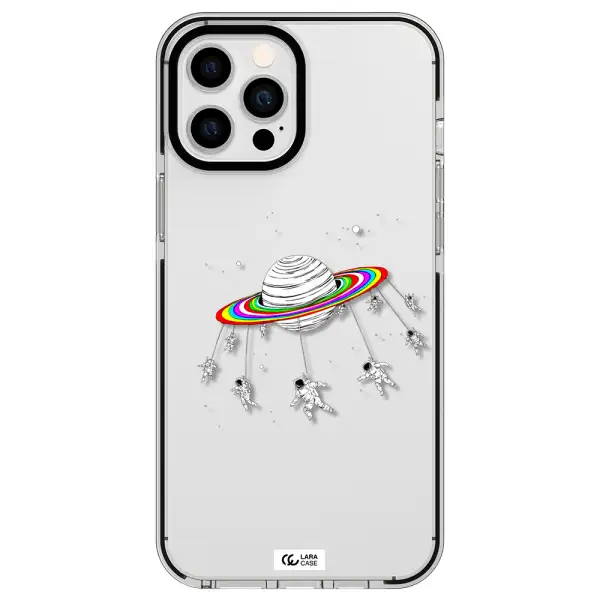Pluto Rainbow Apple iPhone 12 pro max impact black border Case