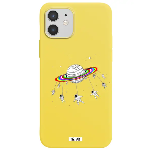 Pluto Rainbow Apple iPhone 12 Silicone canary yellow Case