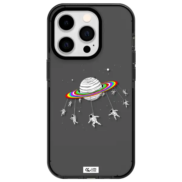 Pluto Rainbow Apple iPhone 14 pro impact Smoke Black Case