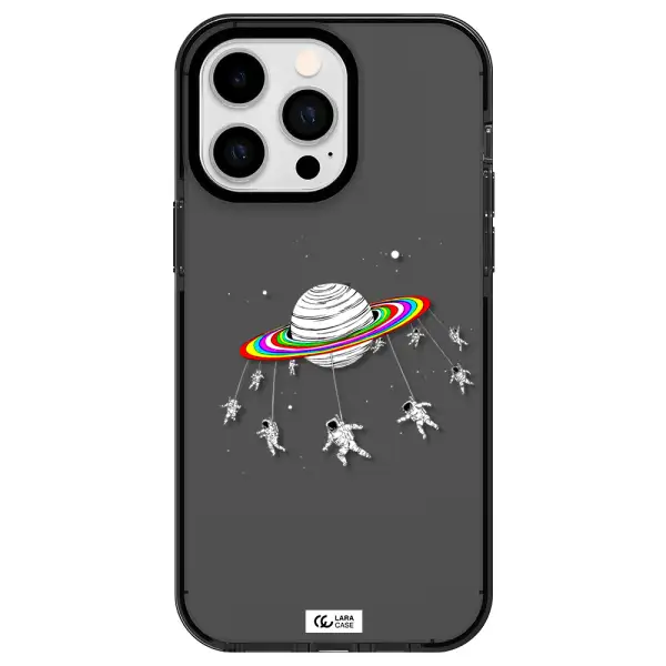 Pluto Rainbow Apple iPhone 14 pro max impact Smoke Black Case