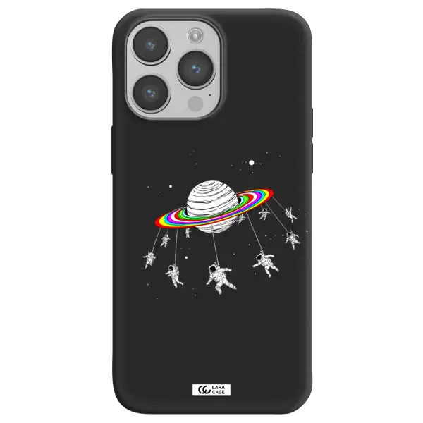 Pluto Rainbow Apple iPhone 14 pro max Silicone black Case