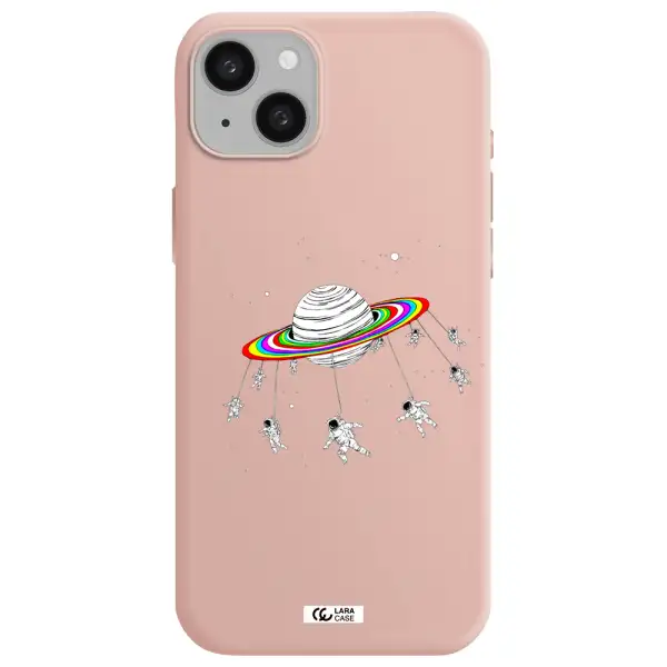 Pluto Rainbow Apple iphone 15 plus Silicone pastel pink Case