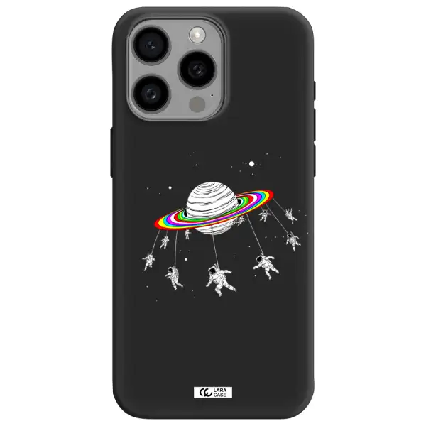 Pluto Rainbow Apple Iphone 15 Pro max Silicone black Case