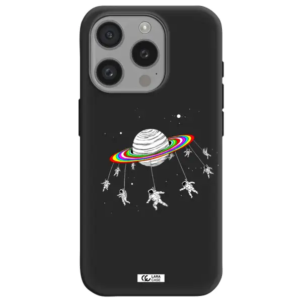 Pluto Rainbow Apple Iphone 15 Pro Silicone Black Case