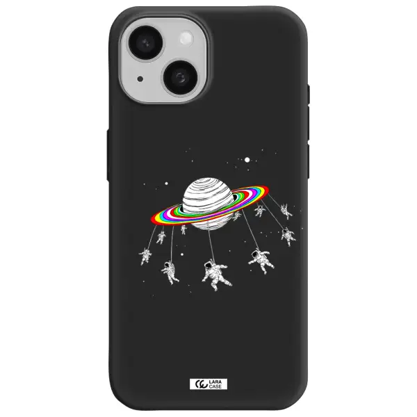 Pluto Rainbow Apple iPhone 15 Silicone black Case