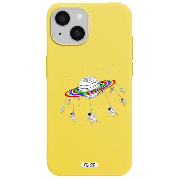Pluto Rainbow Apple iPhone 15 Silicone canary yellow Case