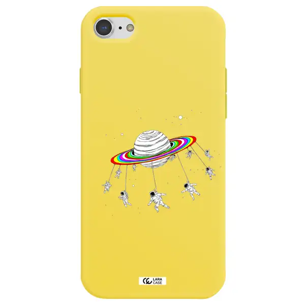 Pluto Rainbow Apple iPhone 7 Silicone canary yellow Case