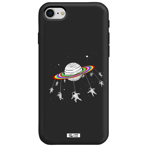 Pluto Rainbow Apple iPhone se 2020 Silicone black Case
