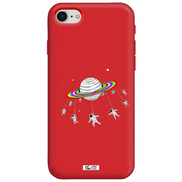 Pluto Rainbow Apple iPhone se 2020 Silicone Imperial Red Case