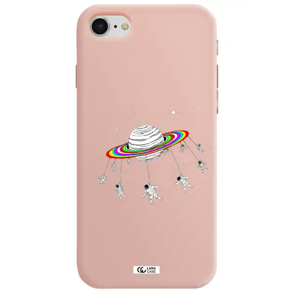 Pluto Rainbow Apple iPhone se 2020 Silicone pastel pink Case