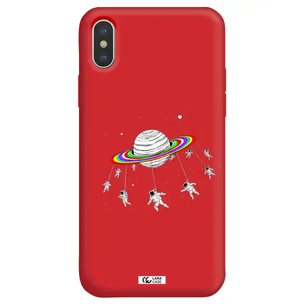 Pluto Rainbow Apple iPhone X Silicone Imperial Red Case