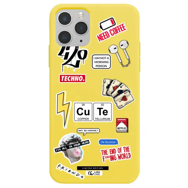 Cute Apple iPhone 11 pro max Silicone canary yellow Case