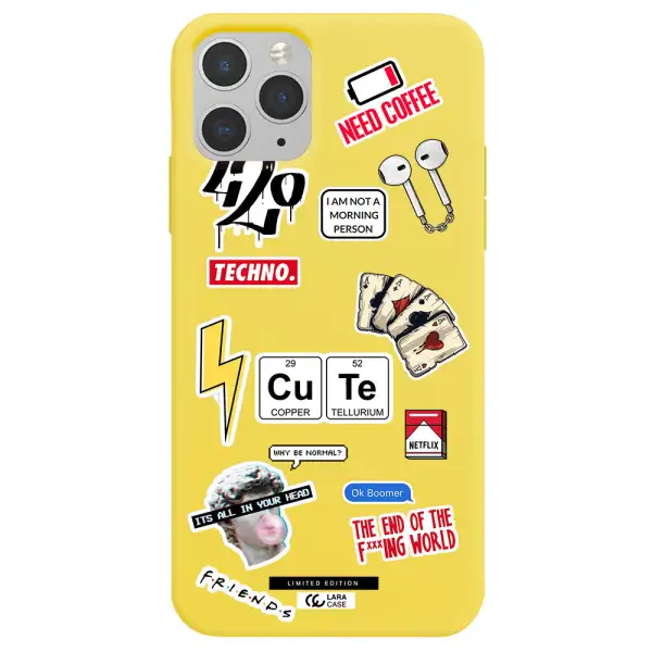 Cute Apple iPhone 11 pro Silicone canary yellow Case