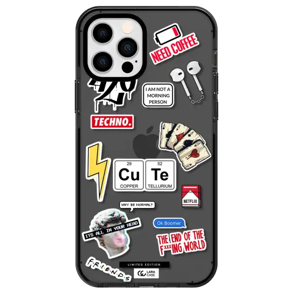 Cute Apple iPhone 12 pro impact Smoke Black Case
