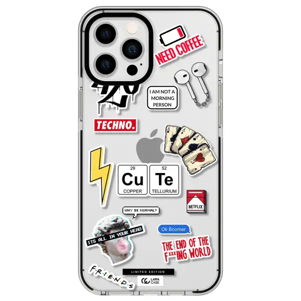 Cute Apple iPhone 12 pro max impact black border Case