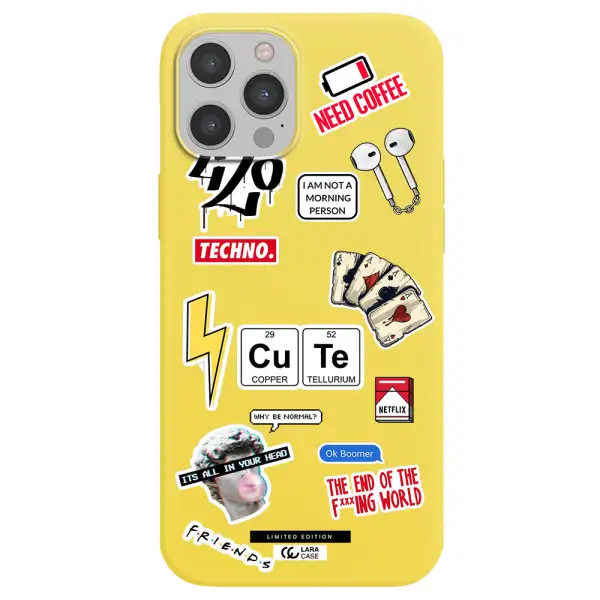 Cute Apple iPhone 12 pro max Silicone canary yellow Case