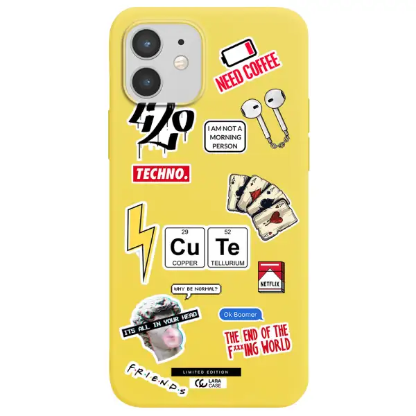 Cute Apple iPhone 12 Silicone canary yellow Case