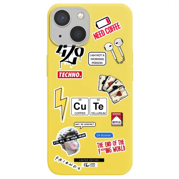 Cute Apple iPhone 13 Silicone canary yellow Case